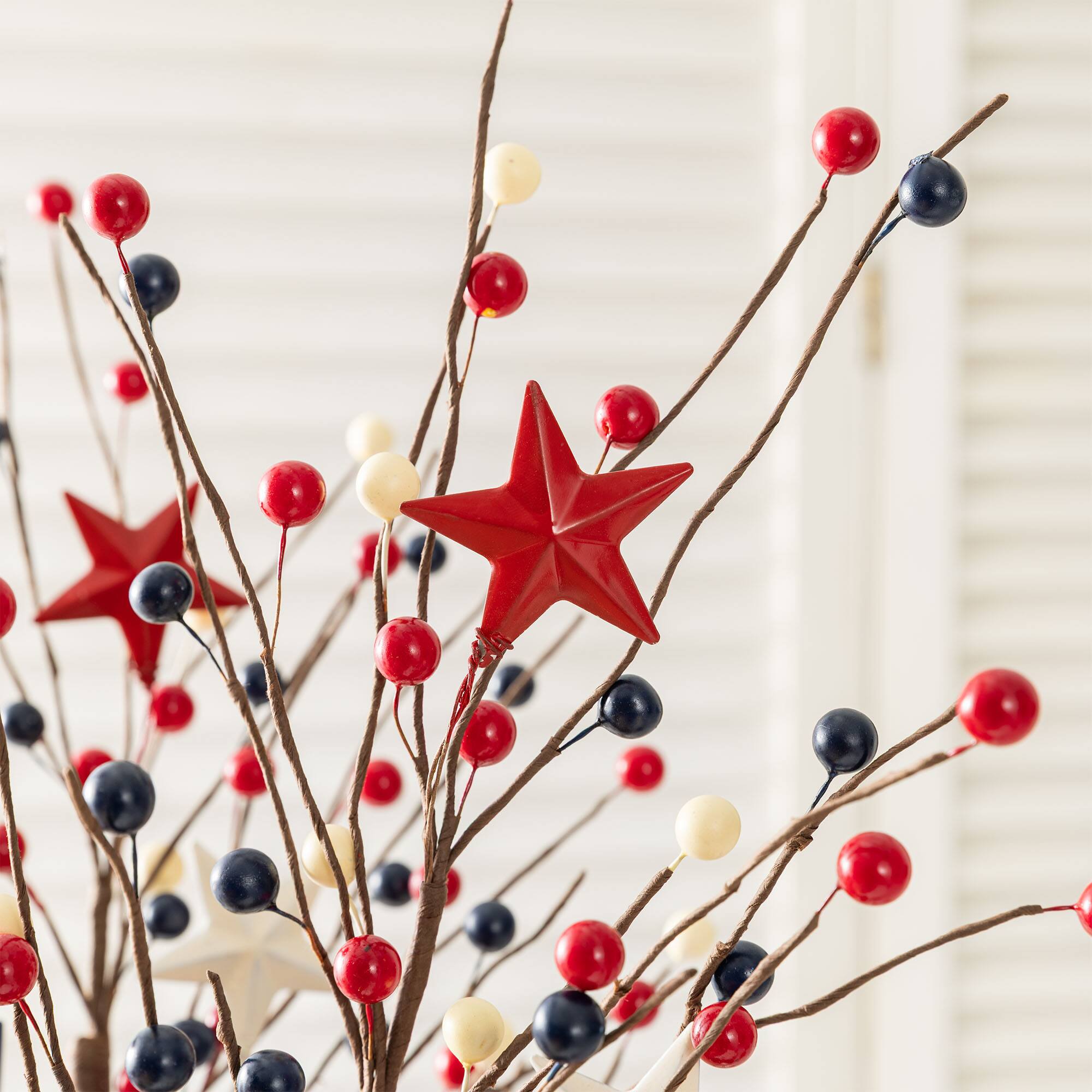 Glitzhome® 28" Set of 2 Patriotic Americana Stars and Berry Garden Picks